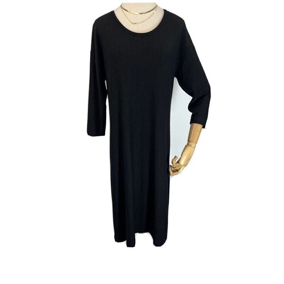 Soft Surroundings Size Small Black Shift Dress 3/4 Sleeve Soft Rayon Blend - Picture 9 of 12